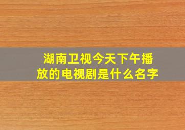 湖南卫视今天下午播放的电视剧是什么名字