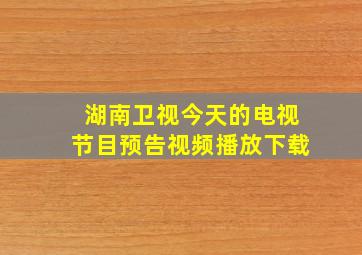 湖南卫视今天的电视节目预告视频播放下载