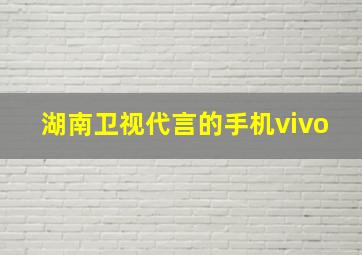 湖南卫视代言的手机vivo