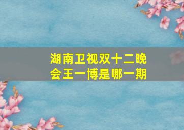 湖南卫视双十二晚会王一博是哪一期