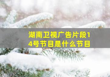 湖南卫视广告片段14号节目是什么节目