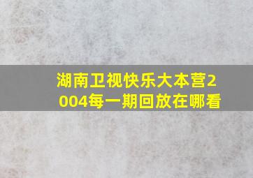 湖南卫视快乐大本营2004每一期回放在哪看