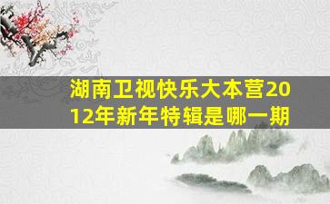 湖南卫视快乐大本营2012年新年特辑是哪一期