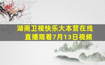 湖南卫视快乐大本营在线直播观看7月13日视频