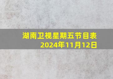 湖南卫视星期五节目表2024年11月12日