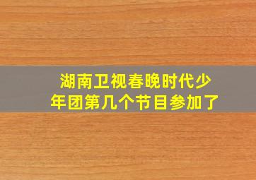 湖南卫视春晚时代少年团第几个节目参加了