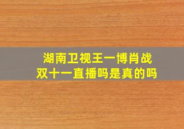 湖南卫视王一博肖战双十一直播吗是真的吗