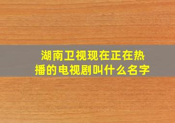 湖南卫视现在正在热播的电视剧叫什么名字