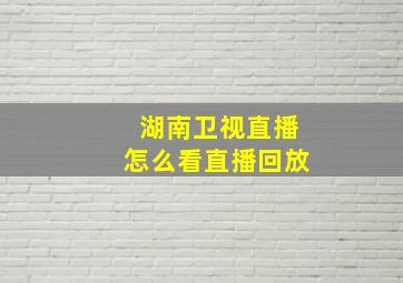 湖南卫视直播怎么看直播回放