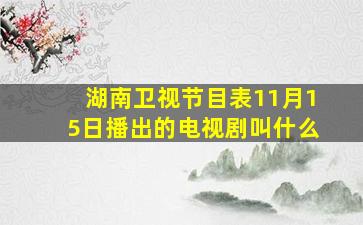 湖南卫视节目表11月15日播出的电视剧叫什么