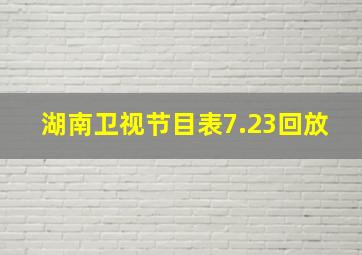 湖南卫视节目表7.23回放