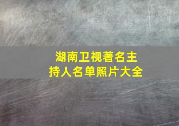 湖南卫视著名主持人名单照片大全