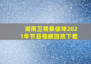 湖南卫视蔡徐坤2021年节目视频回放下载