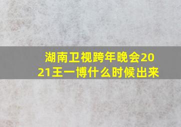 湖南卫视跨年晚会2021王一博什么时候出来