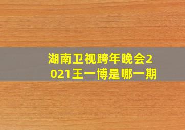 湖南卫视跨年晚会2021王一博是哪一期