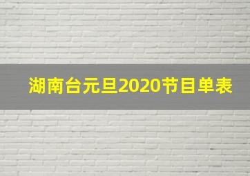 湖南台元旦2020节目单表