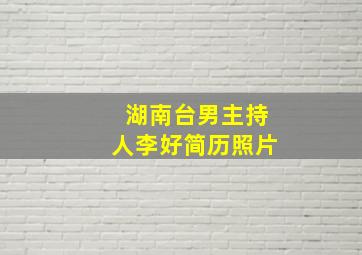 湖南台男主持人李好简历照片