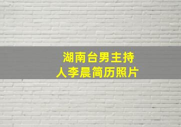 湖南台男主持人李晨简历照片