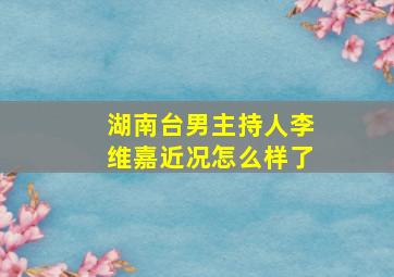 湖南台男主持人李维嘉近况怎么样了