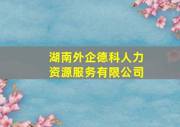 湖南外企德科人力资源服务有限公司