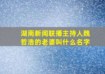 湖南新闻联播主持人魏哲浩的老婆叫什么名字