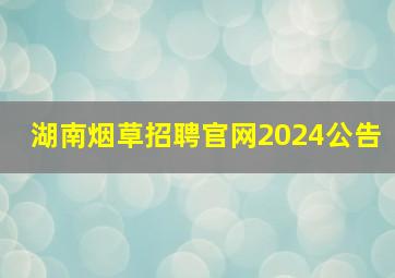 湖南烟草招聘官网2024公告