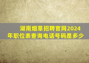 湖南烟草招聘官网2024年职位表查询电话号码是多少