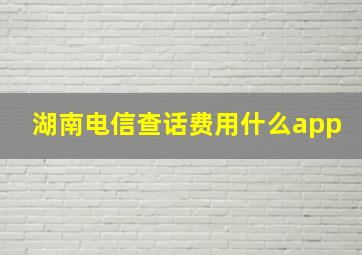 湖南电信查话费用什么app