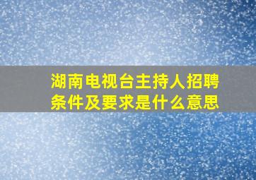 湖南电视台主持人招聘条件及要求是什么意思