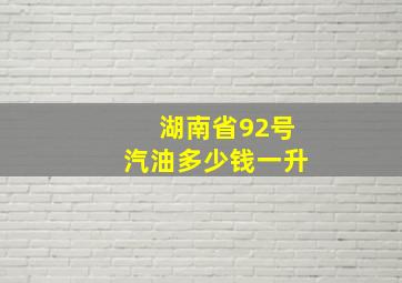 湖南省92号汽油多少钱一升