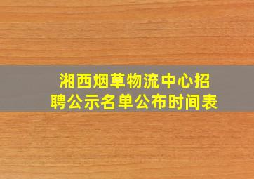 湘西烟草物流中心招聘公示名单公布时间表