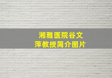 湘雅医院谷文萍教授简介图片