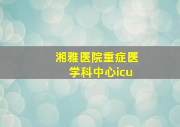 湘雅医院重症医学科中心icu