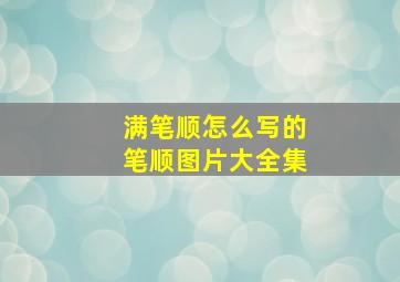 满笔顺怎么写的笔顺图片大全集