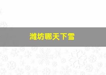 潍坊哪天下雪