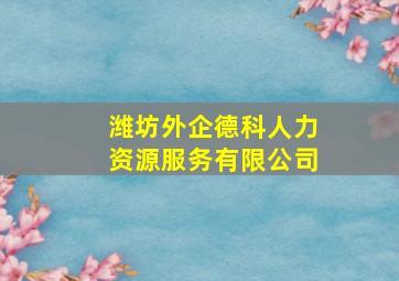 潍坊外企德科人力资源服务有限公司