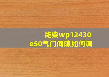 潍柴wp12430e50气门间隙如何调