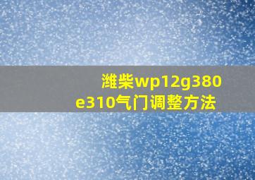 潍柴wp12g380e310气门调整方法