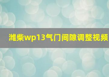 潍柴wp13气门间隙调整视频