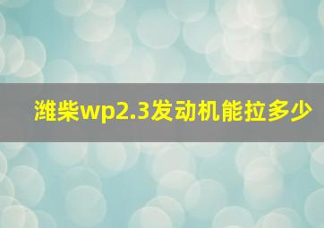 潍柴wp2.3发动机能拉多少