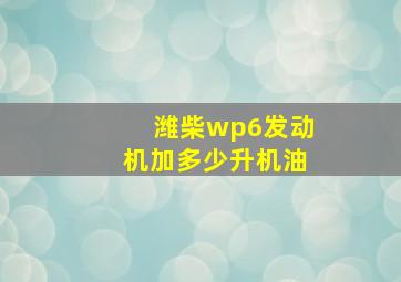 潍柴wp6发动机加多少升机油