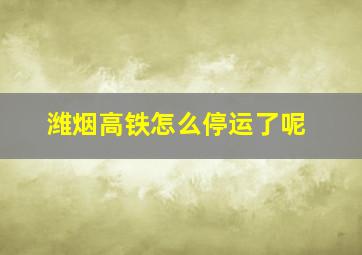 潍烟高铁怎么停运了呢