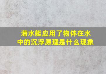 潜水艇应用了物体在水中的沉浮原理是什么现象