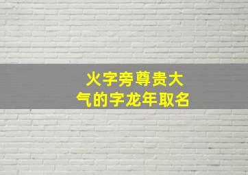 火字旁尊贵大气的字龙年取名