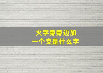 火字旁旁边加一个支是什么字