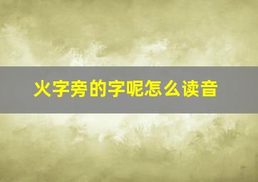 火字旁的字呢怎么读音