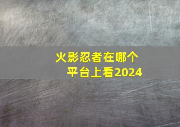 火影忍者在哪个平台上看2024