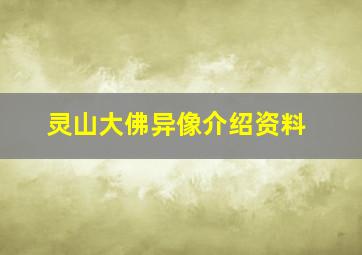 灵山大佛异像介绍资料