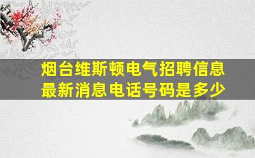 烟台维斯顿电气招聘信息最新消息电话号码是多少