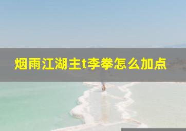 烟雨江湖主t李拳怎么加点